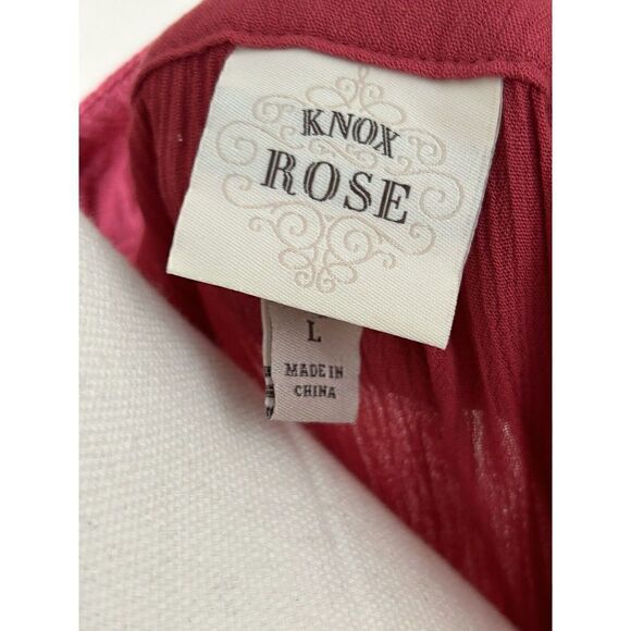 Knox Rose Women’s Cold Shoulder Dark Pink High Low Dress Embroidered Sz L - Picture 5 of 6